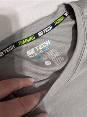 SB‎ Tech Big & Tall Training Short Sleeve Tee - Light Gray Athletic Cool Play